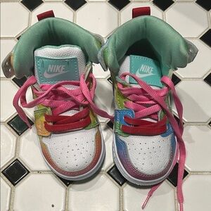 Nike Kids Colorful Sneakers with Pink and Red Accents